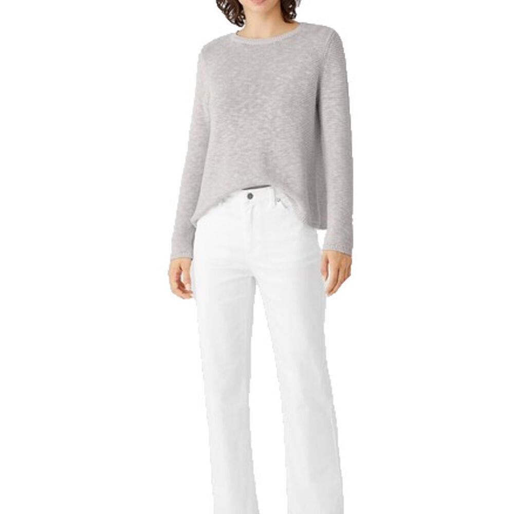 Eileen Fisher Women US8 White Organic Cotton Slim Fit Straight Ankle Jeans Denim